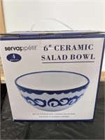 Servappetit 6" Ceramic Salad Bowl 4 Piece Set