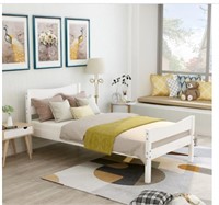 Twin Size Wood Platform Bed with Headboard and