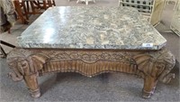 Marble elephant coffee table, 45" square