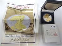 2008 2-tone Silver Eagle dollar, 24kt gold
