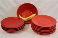 12 Pcs. Pfaltzgraff & Waechtersbach Red Glazeware