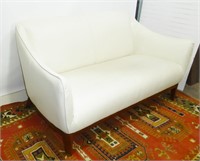 Cream Leather Love Seat, Good Condition