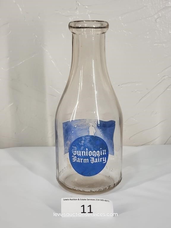 Dunloggin Farm Dairy One Quart Glass Bottle