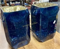 BLUE MERCURY JEWEL GLASS VASES