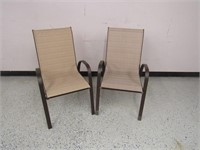 (2) Metal Framed, Canvas Upholstered Lawn Chairs