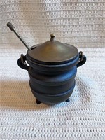 7” Cast Iron Brass Ceramic Fire Place Starter Pot
