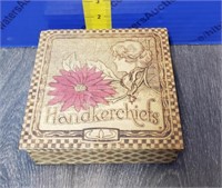 VINTAGE Wooden Handkerchiefs Box.
