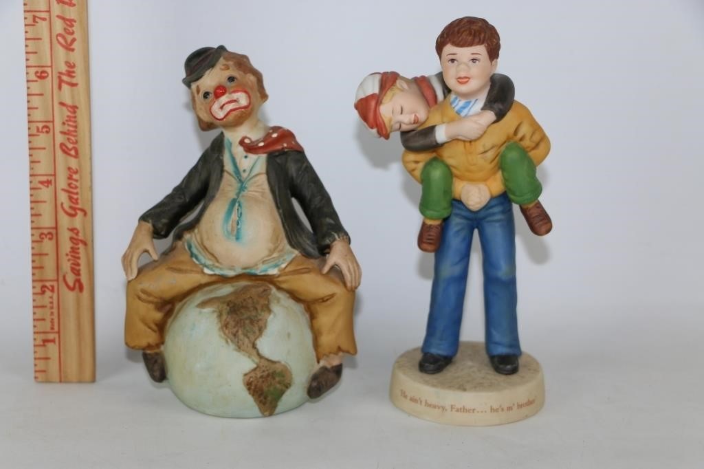 2 Vintage Figurines-Clown and Father/Son