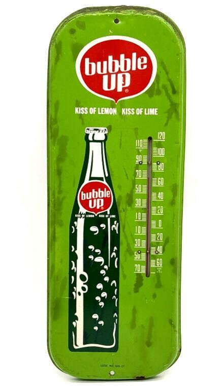 Vintage Bubble Up Metal Thermometer 16”
(Glass