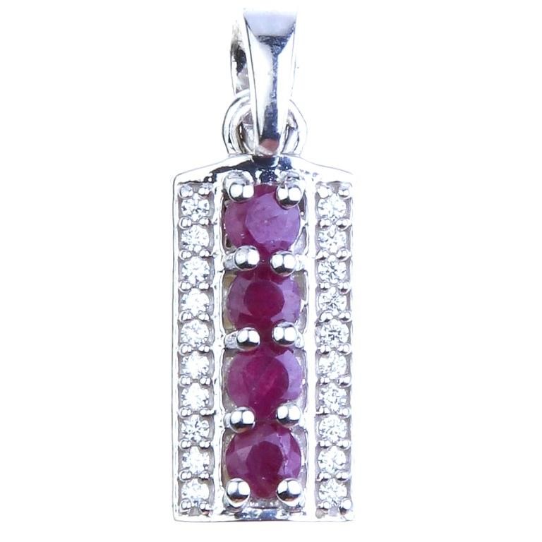 Indian Ruby & White Zircon Linear Pendant