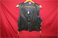 Black Leather Biker Vest w/ Buffalo Nickel Buttons