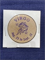 Virgo zodiac Wooden nickel