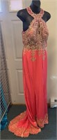 Coral Dave and Johnny 2325 Stretch Satin Gown W