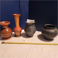 Vintage Vases Pottery & Wood marked Rumania