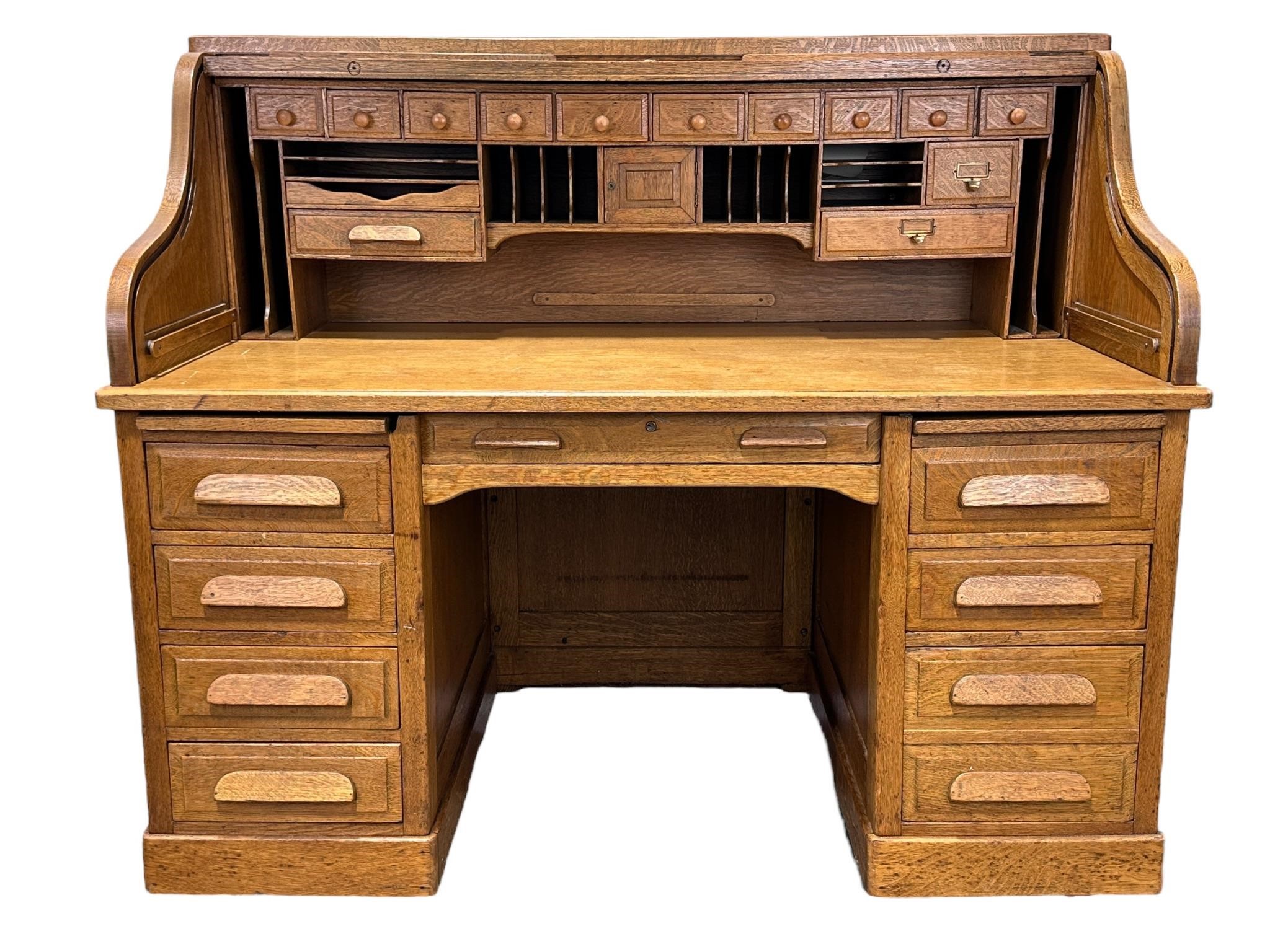 Antique "Standard" Oak Roll Top Desk