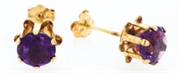 14kt Gold Genuine Amethyst Stud Earrings - Tag $21