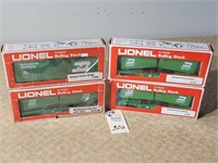 4 Lionel O scale 3-Burlington Flat Car w/ Vans 6-9