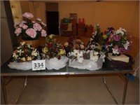 Folding Table w/ Floral Arrangements on Table