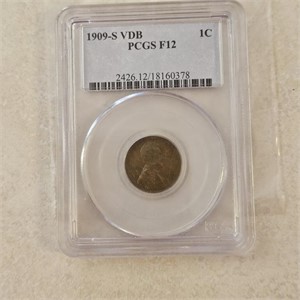 1909S VDB Lincoln Wheat Penny Graded PCGS F12