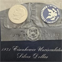 1971 Eisenhower Dollar Blue Envelope