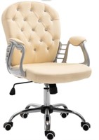 Leather Tufted Office Chair - Beige