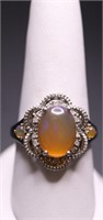 Sterling 3.0ctw oval gem & diamond ring
