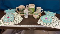 Irish Mugs & Crocheted Towels