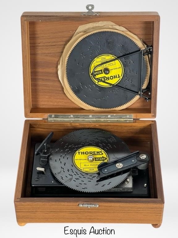 Antique Thorens Disc Music Box with 5 Discs