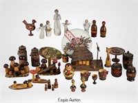 Group of European Folk Art Wood Carved Figurines