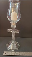 VINTAGE GLASS CRUCIFIC / CROSS CANDLESTICK
