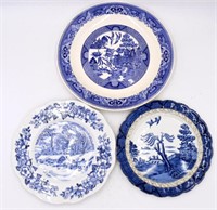 3 Blue & White Plates