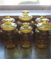 Group of 6 vintage glass canisters