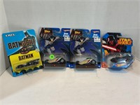 A lot of four Batman, and Star Wars  hot wheels