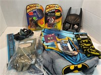 Assorted Batman, cast-iron figurines, blanket,