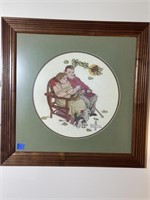 Vintage Norman Rockwell Framed Cross Stitch