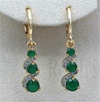 1.2'' Swirl Round Emerald Dangle Earrings