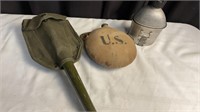 US Military Canteens and Shovel