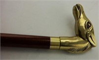 Three-piece cane with figural brass horse