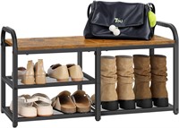 3-Tier Rustic Shoe Rack Bench