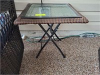 RESIN WICKER FROSTED FOLDING SIDE TABLE