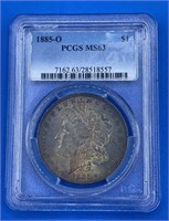 1885-O Morgan Silver Dollar, MS 63 Toned