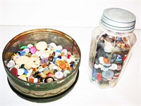 Tin & Ball Jar of Buttons, 2 Pcs.