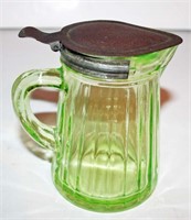 Urainine Glass Handled Syrup w/ Tin Lid, 4 1/2"