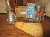 Grinder, 3 funnels, wire brush, whisk broom,