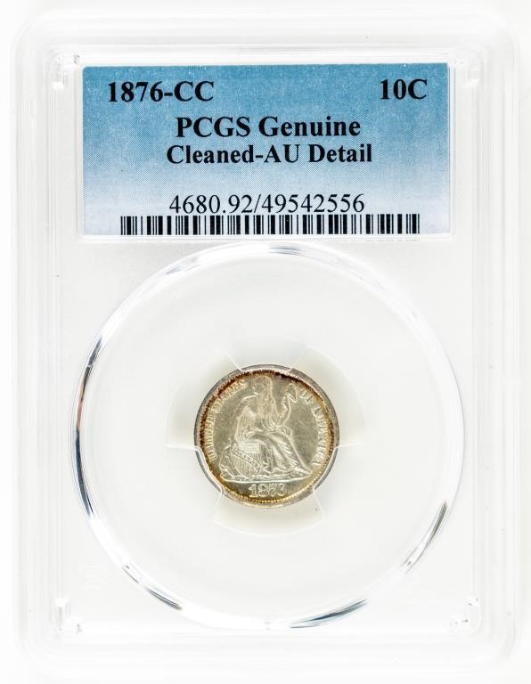 Coin 1876-CC Liberty Seated Dime-PCGS-AU Gen Clnd