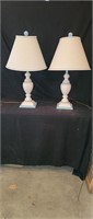 2 Vintage Painted Wood Lamps