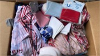 Box of Assorted Fabric/Trims. Unknown fibres or