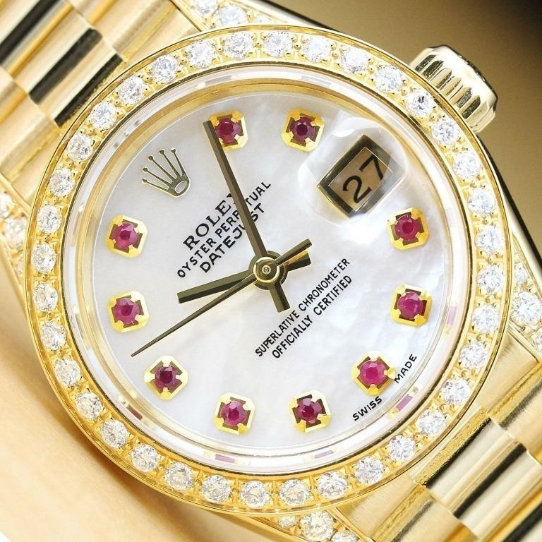 Rolex Ladies President MOP Ruby Diamond Watch