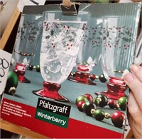 Pfaltzgraff WinterBerry Pedestal Goblets, NIB