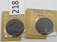 2 Early Britain Coins, 1850's +/-